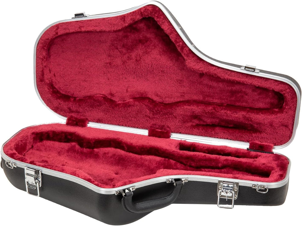 Crossrock Alto Saxophone Case – Contoured Black Diamond Texture, Deep Red Velvet Interior, Accessory Pocket, Security Lock & Detachable Strap (CRA865ASBK)