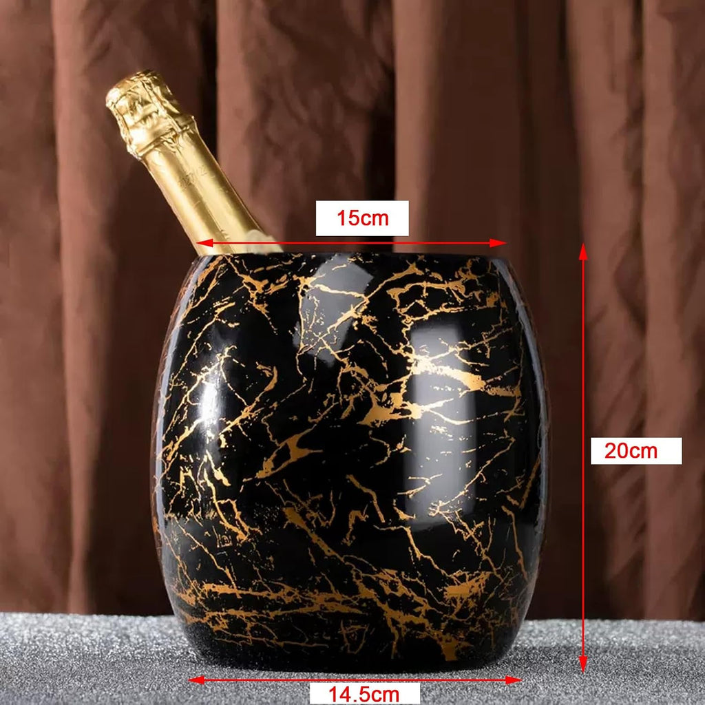 GLigeT ice Cube Bucket Ice Bucket 3.6L Stainless Steel Ice Buckets with Elegant Marble Patterns Ideal for Cocktail Bar, Parties, Chilling Wine, Champagne ice Buckets for Bars (Color : Black)