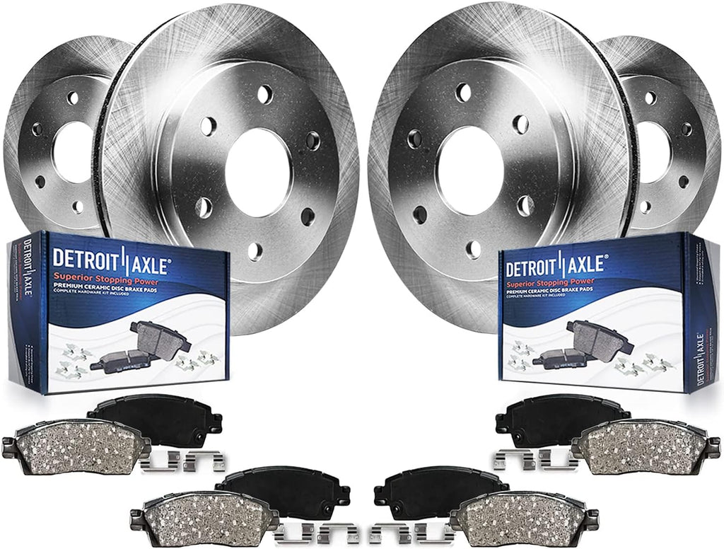 Detroit Axle - Brake Kit for Cadillac Escalade Chevrolet Avalanche Express Suburban 1500 Tahoe GMC Savana 1500, 12.00'' inch Front & 12.99'' inch Rear Disc Brake Rotors Ceramic Brake Pads Replacement
