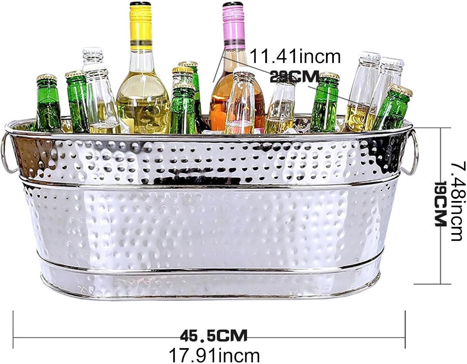 Square & Oval Galvanized Steel Ice Bucket Set of 2 | Heavy-Duty Metal Beer & Wine Coolers with Carry Handles for Outdoor Wedding, Party, Bar