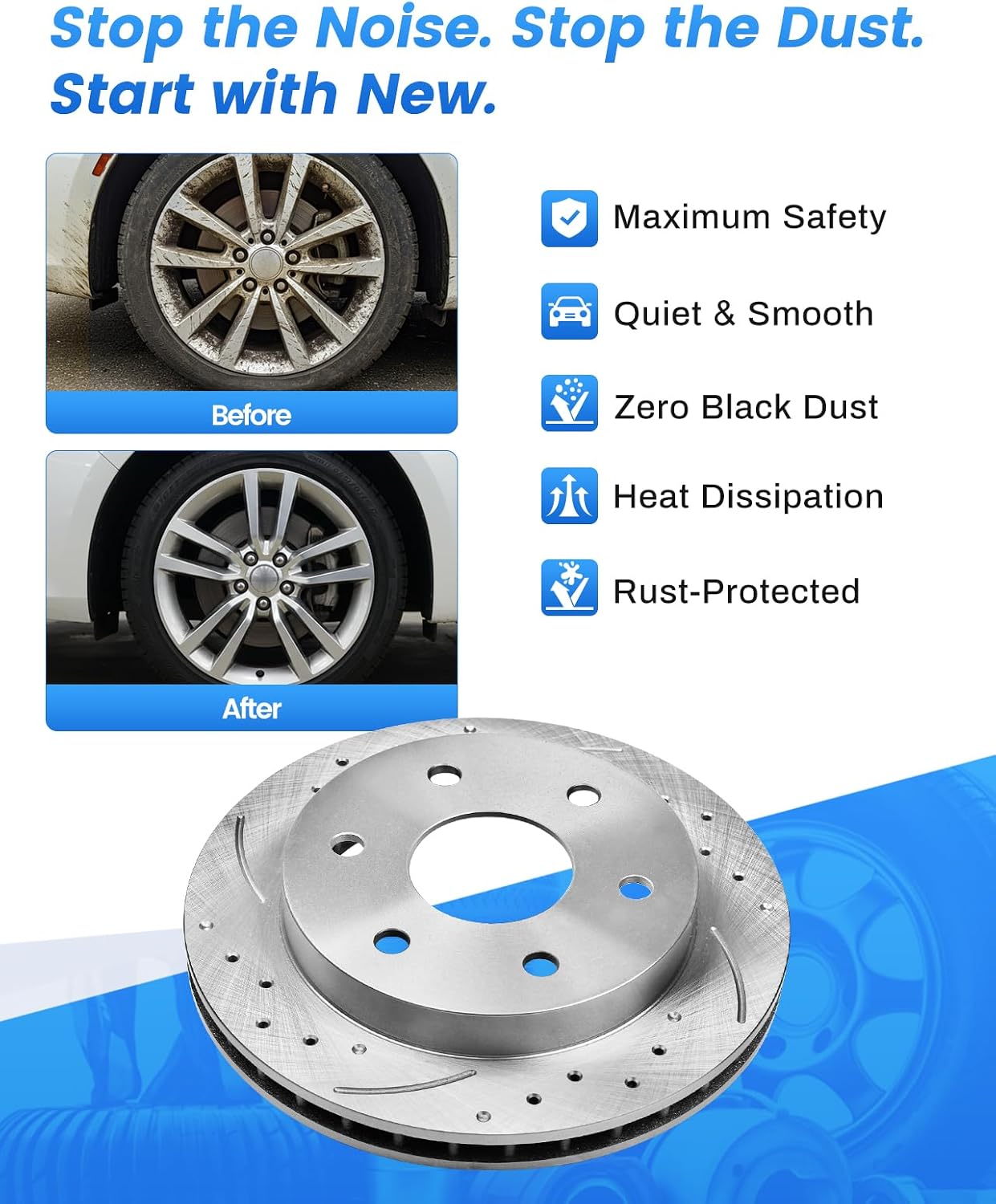 Anpulsero Automotive Replacement Brake Kits Rear Brake Pads and Rotors Kit Compatible with 2007-2013 Chevrolet Silverado 1500, Brakes and Rotors Anti-rust Oil Protected 55133 D1194-8312 （13.6in）