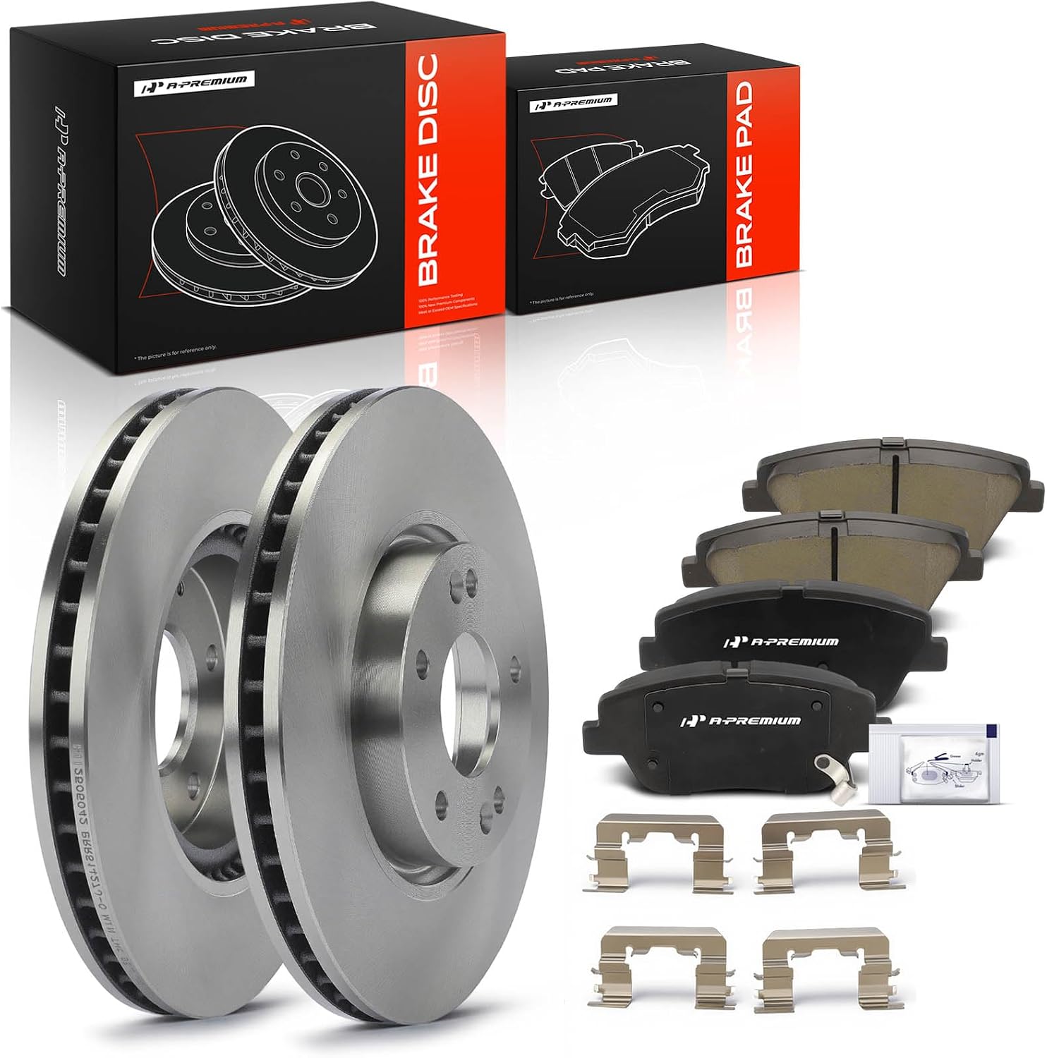 A-Premium 11.81 inch(300 mm) Front Vented Disc Brake Rotors + Ceramic Pads Kit Compatible with Select Hyundai and Kia Models - Optima 2011-2016, Sonata 2011-2015, 6-PC Set