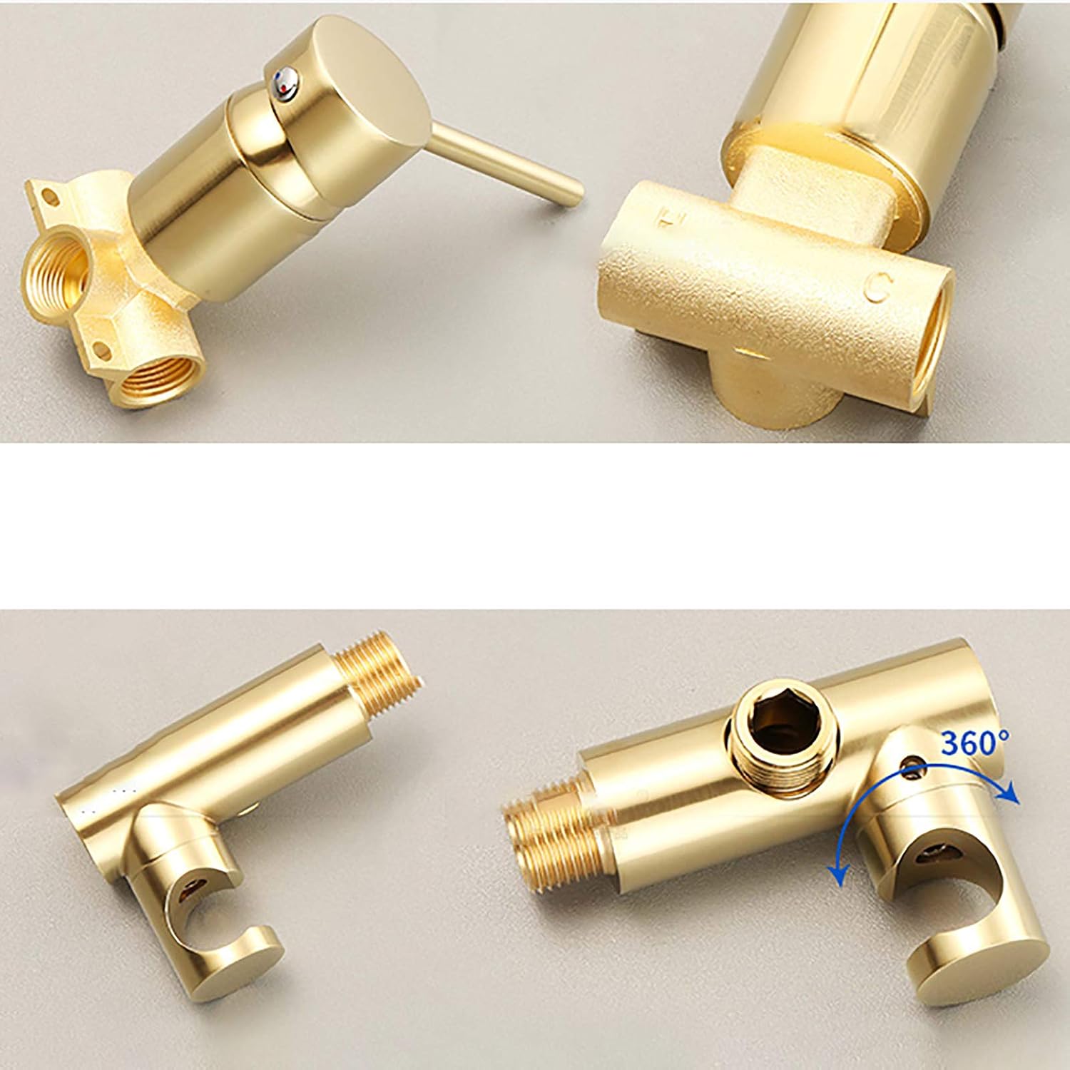 Handheld Bidet Sprayer for Toilet, Brushed Gold Wall Mounted Bathroom Cloth Diaper Set with Cold and Hot Water, Brass Kit for Personal Hygiene