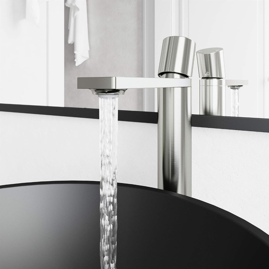 VIGO Gotham Single-Handle Single-Hole Mount Vessel Bathroom Sink Faucet, 12-Inch, Brushed Nickel, Modern Design, Solid Brass, 1.2 GPM WaterSense & Ceramic Disc Valve, Corrosion-Resistant