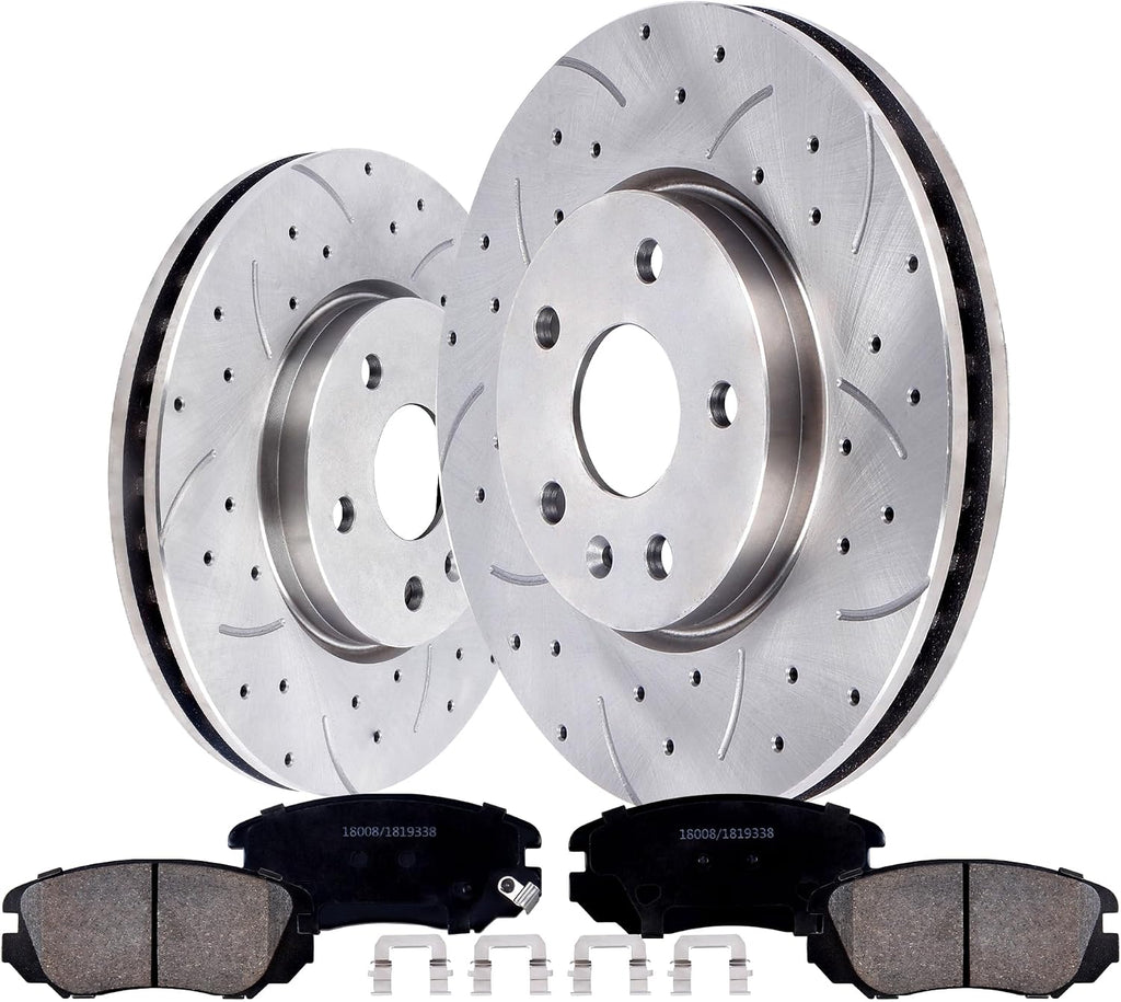 Front Brake Rotors and Brake Pads Kit Compatible with Buick LaCrosse Regal 2011-2016, Chevrolet Equinox 2010-2017, Impala 2014-2020, Malibu 2013-2016, GMC Terrain 2010-2017 – Fit 5-Lug Only