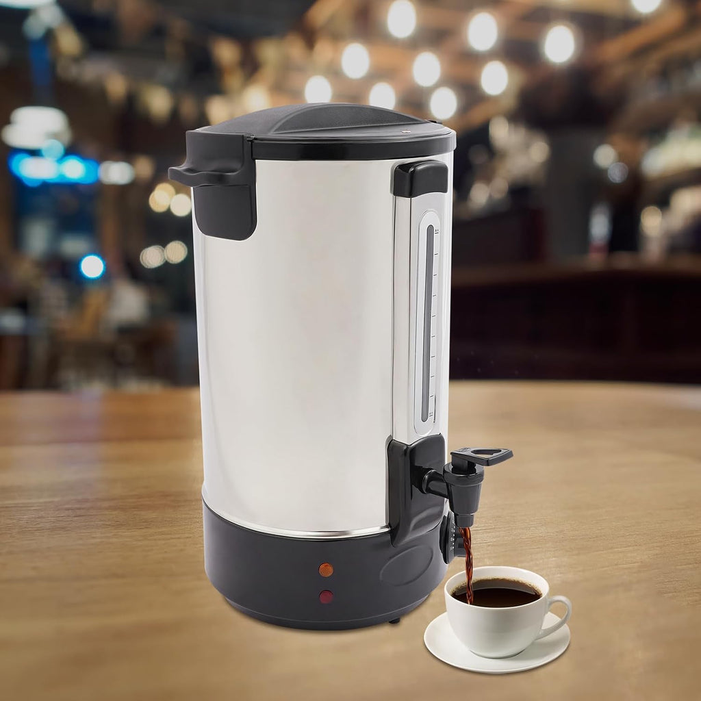 Commercial Coffee Urn, 1800W 28L/7.4Gal Stainless Steel Hot Coffee Dispenser with Faucet for Hot Beverage Tea Chocolate, Adjustable Temperature 86-248℉ (Black)