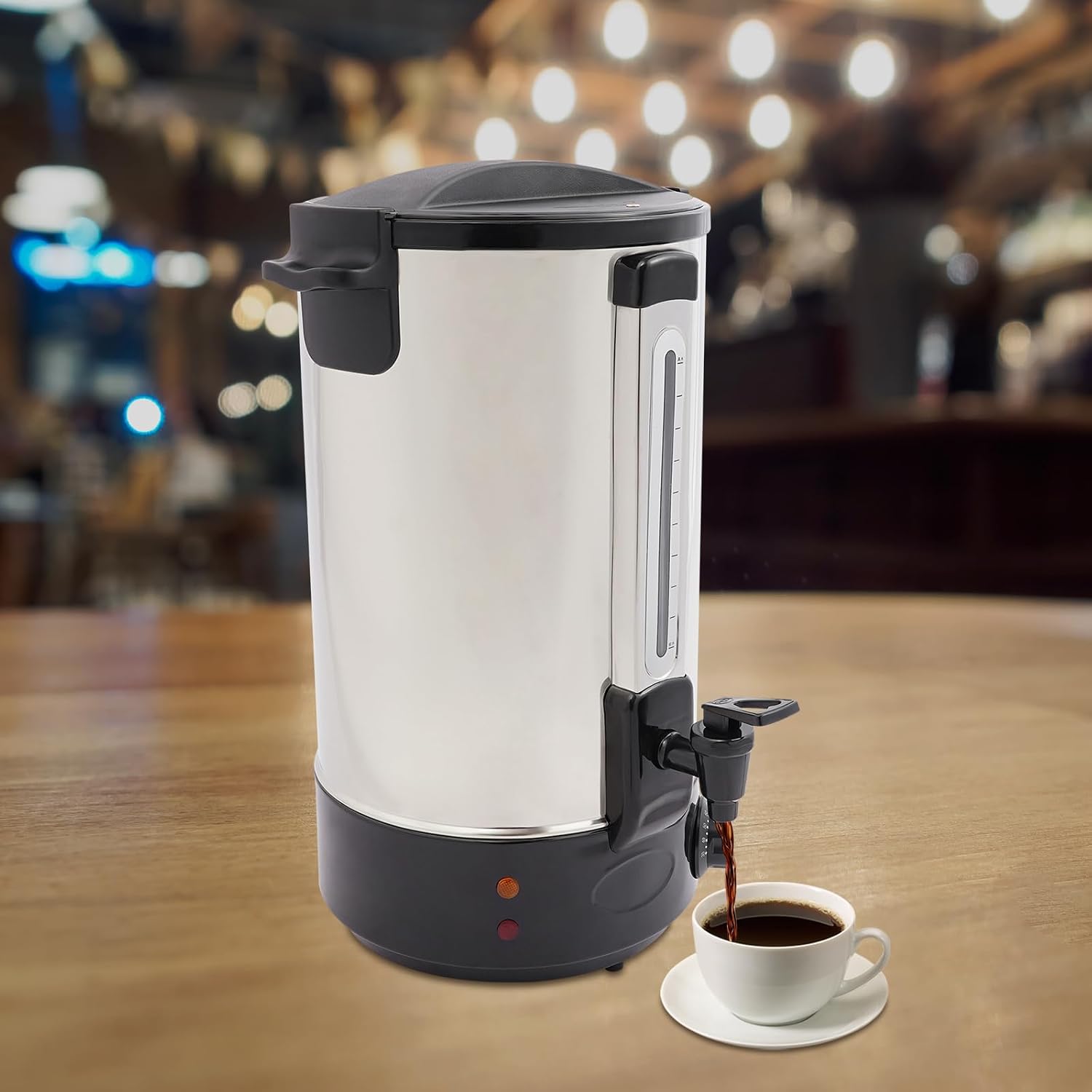 Electric Coffee Urn, 16.5L/4.35Gal Stainless Steel Hot Coffee Dispenser with Water Level Gauge and Temp Control, 82 Cups of 6.76 OZ Large Capacity(Black)