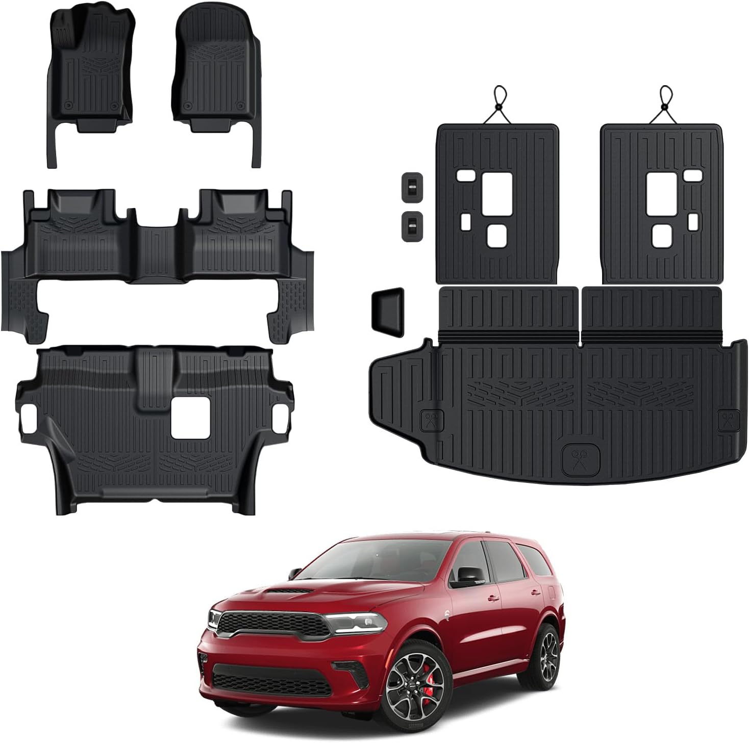 Floor Mats for 2016-2025 2026 Dodge Durango 7-seat, All Weather TPE Cargo Liner Cargo Mat and 3rd Row Backrest Mats for Durango Accessories