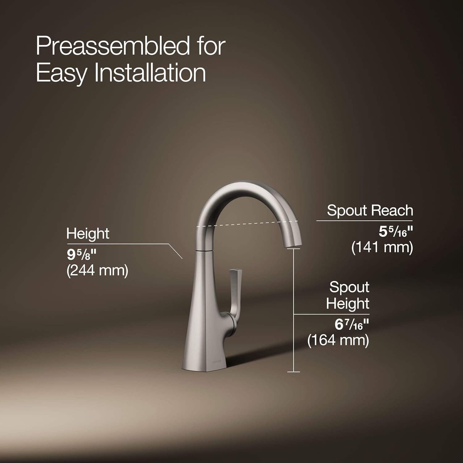 Kohler K-24134-VS Graze Beverage Faucet, Vibrant Stainless