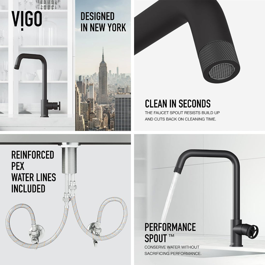VIGO Cass Industrial 14 in. H Single Handle Kitchen Bar Faucet in Matte Black VG02040MB