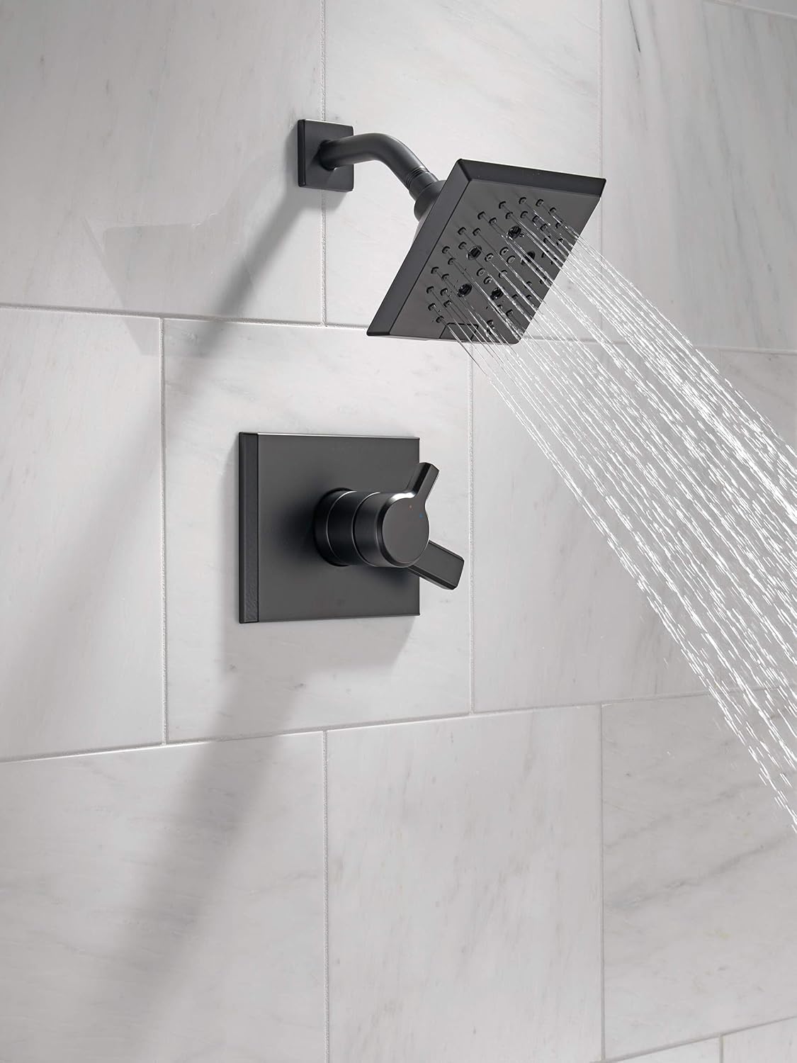Delta Faucet Pivotal 17 Series Dual-Function Shower Faucet, Shower Trim Kit, 5-Spray H2Okinetic Shower Head, Matte Black T17299-BL (Valve Not Included)