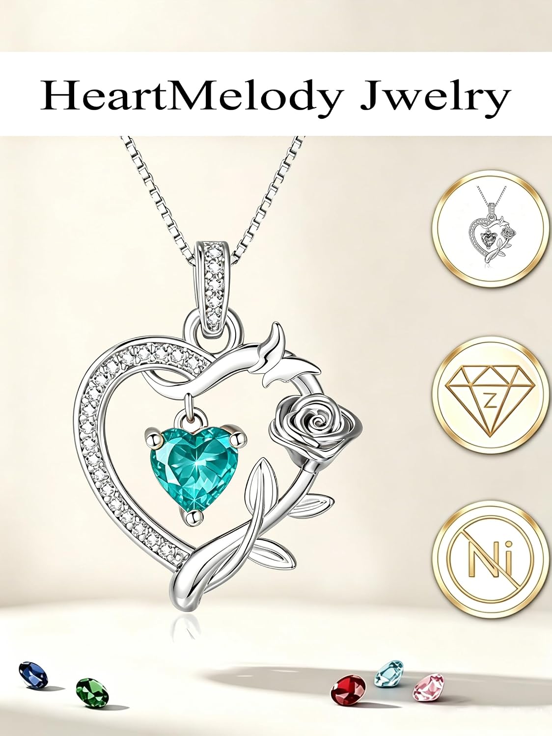 HeartMelody Heart Necklaces for Women Gold,14k 18K White Gold Plated Dainty Rose Butterfly Necklace with Garnet Birthstone Pendant Necklace Everyday Jewelry Birthday Christmas Gifts for Women Mom Her