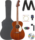 Fender California Standard Monterey E Acoustic-Electric Guitar - Natural Sapele Bundle with Case, Tuner, Strap, Strings, String Winder, Picks, and Austin Bazaar Instructional DVD