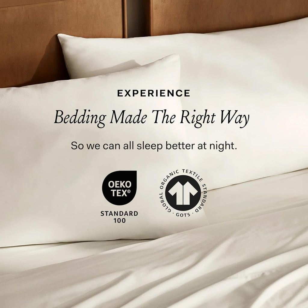 BOLL & BRANCH Signature Hemmed Sheet Set - California King, Cream - Luxury 100% Organic Cotton - Includes 1 Flat, 1 Fitted, 2 Pillowcases - Buttery Soft