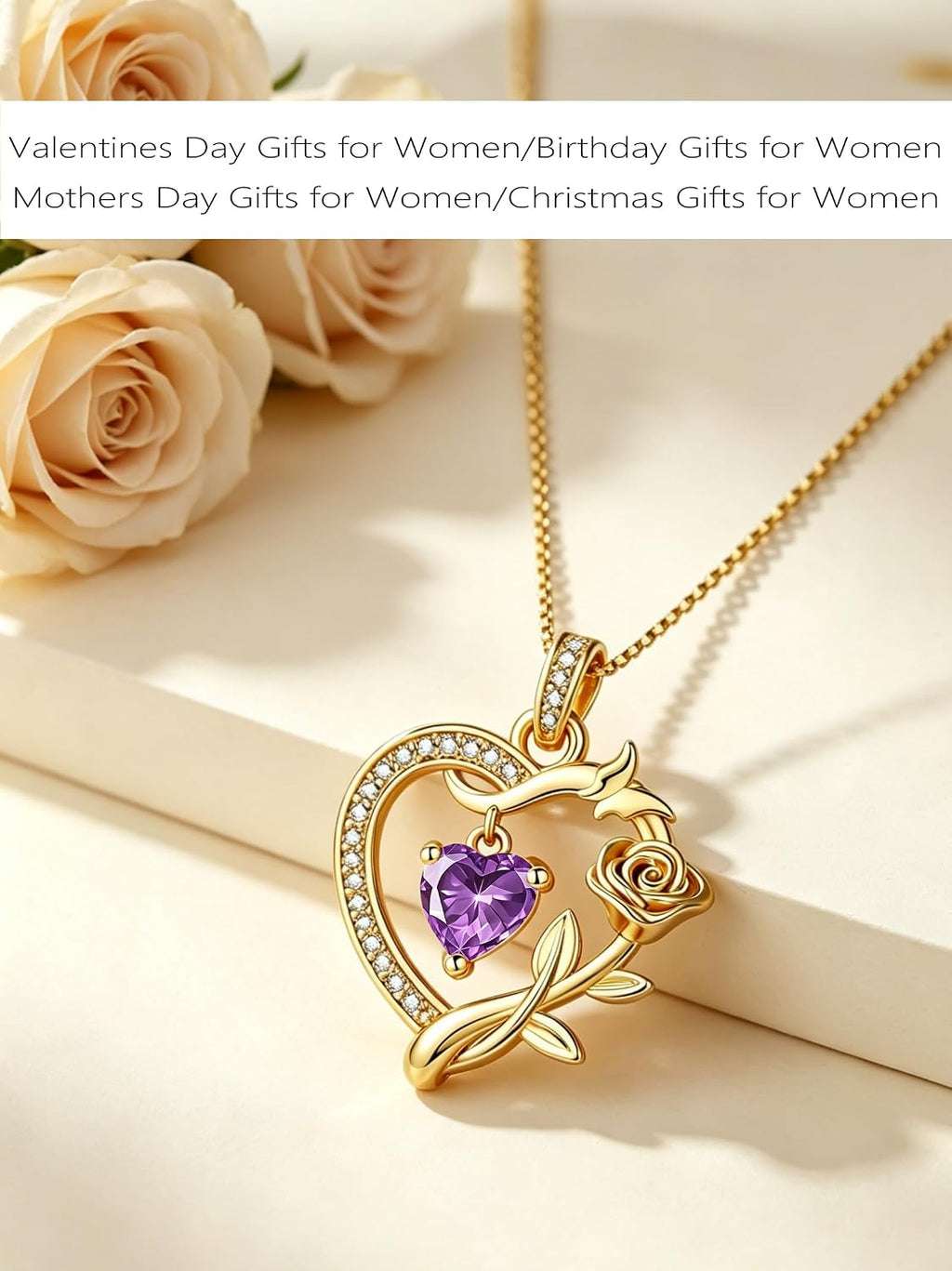HeartMelody Heart Necklaces for Women Gold,14k 18K White Gold Plated Dainty Rose Butterfly Necklace with Garnet Birthstone Pendant Necklace Everyday Jewelry Birthday Christmas Gifts for Women Mom Her