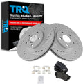 TRQ Performance Front Brake Pad and Rotor Set Ceramic Coated Drilled Slotted Rotors 11.02 in for 2001-2010 Chrysler PT Cruiser