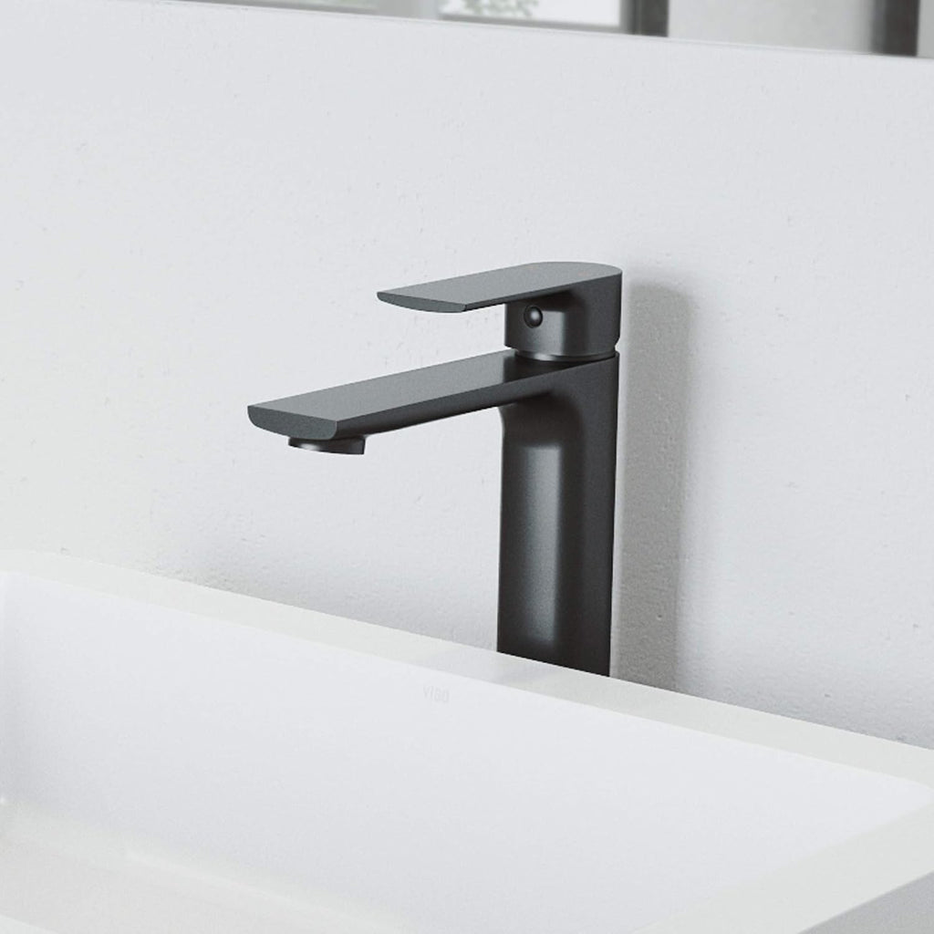 VIGO Norfolk Single-Handle Single-Hole Mount Vessel Bathroom Sink Faucet, 11-Inch, Matte Black, Modern Design, Solid Brass, 1.2 GPM WaterSense & Ceramic Disc Valve, Corrosion-Resistant