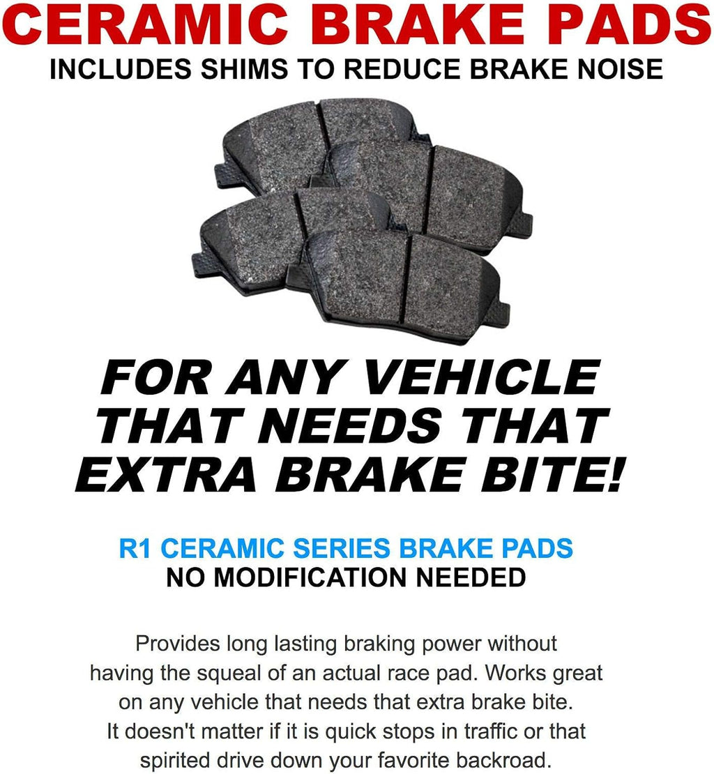 R1 Concepts Front and Rear Brake Kit| Ceramic Brake Pads and Drilled Slotted Brake Rotors| WGWN2-67069 | 13.8' Front & 12.6' Rear