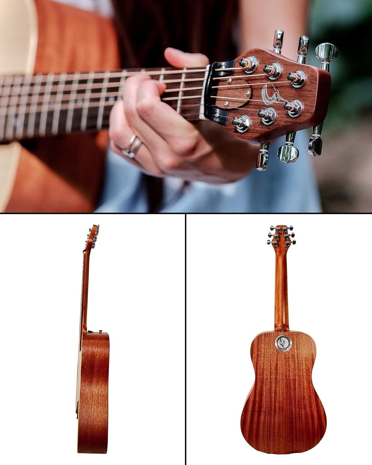 Journey Instruments Solid Sitka Travel Guitar – PJ410N Traveling Acoustic Guitar with Collapsible Patented System + JPBM-13 Phosphor Bronze Nano Coated, High Tensile Yield Wire