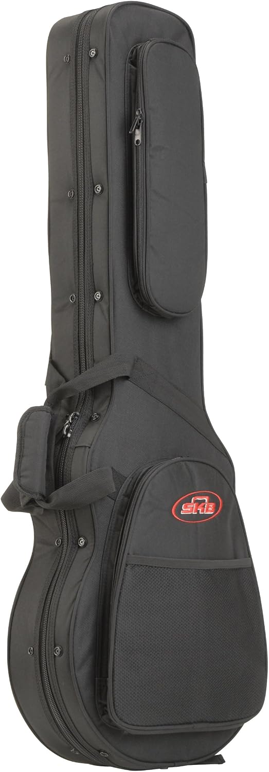 SKB Les Paul Style Electric Guitar Soft Case, Black – Lightweight Construction with 2 Zippered Pouches and Foam Inserts for Protection