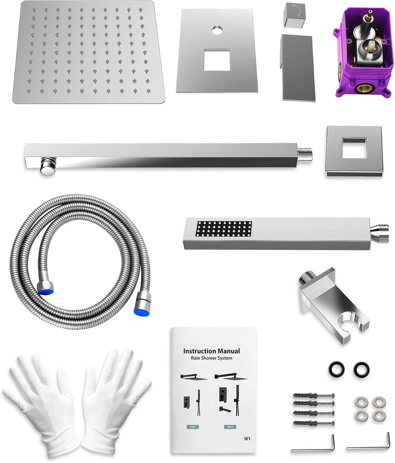 10 Inch Shower Faucet Set, High Pressure Rainfall Shower Head and Handheld Sprayer Combo, Polished Chrome
