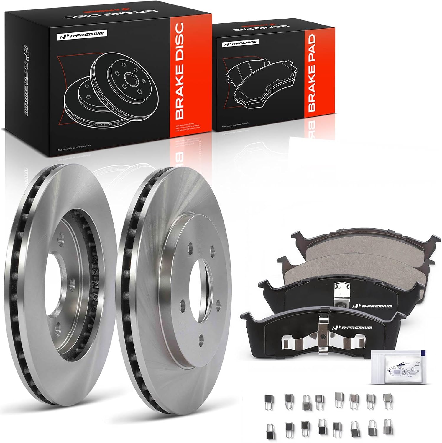 A-Premium 11.10 inch (282mm) Front Vented Disc Brake Rotors + Ceramic Pads Kit Compatible with Select Dodge, Chrysler and Plymouth Models - Grand Caravan, Town & Country, Grand Voyager, Prowler, 6-PC