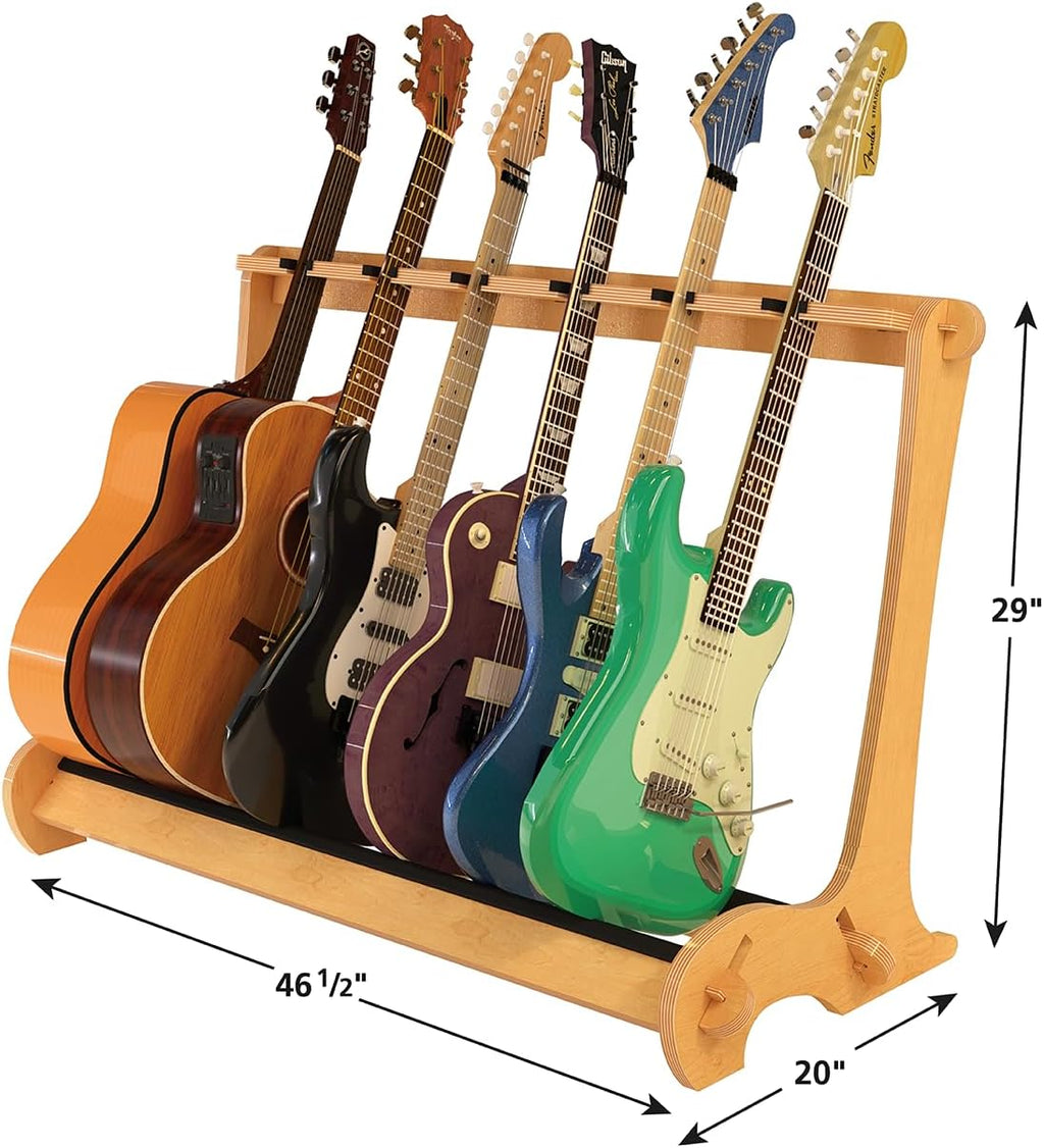A&S Crafted Products 6 Guitar Stand for Acoustics & Electrics - The VersaRack | Nitro Safe Hardwood Rack | Made in U.S.A.