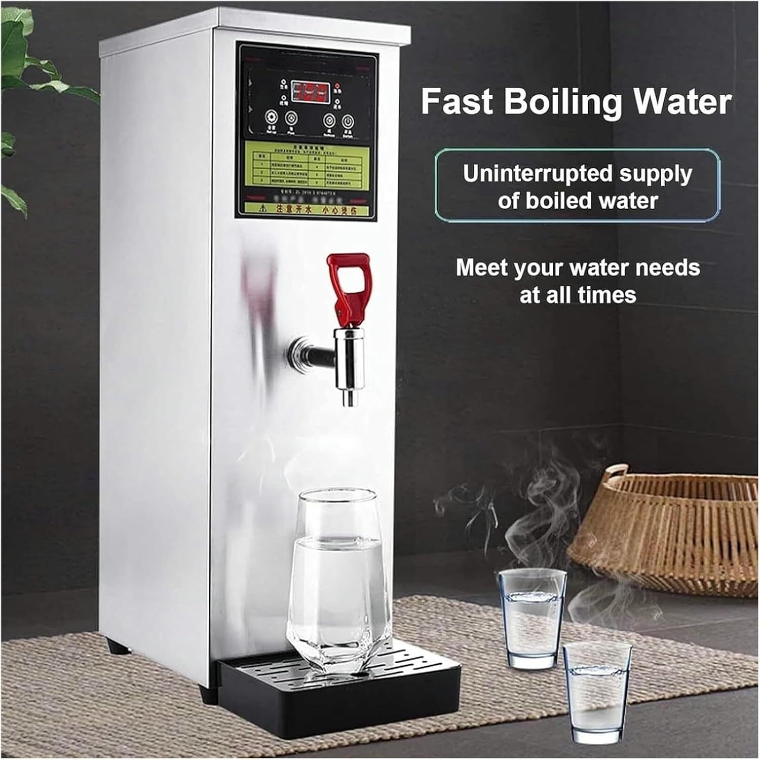 Commercial Electric Water Heater, 13.2 Gal/Hour Tabletop Hot Water Dispenser with Digital Thermostat, Non-Drip Faucet for Restaurants, Coffee Shops, Offices, Bakeries