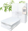 Wooflinen 100% Viscose Derived from Bamboo Sheets Set – Silky Soft Like Silk Bed Sheets – Matte White Bed Cover with Pillowcases – Cooling, Thick, Durable – King, 4 Pc Set