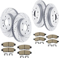 Acinoparts Front(12.80') and Rear(13.03') Brake Kit for Chevy Traverse Buick Enclave GMC Acadia Limited Saturn Outlook Drilled & Slotted Disc Brake Rotors Ceramic Brakes Pads