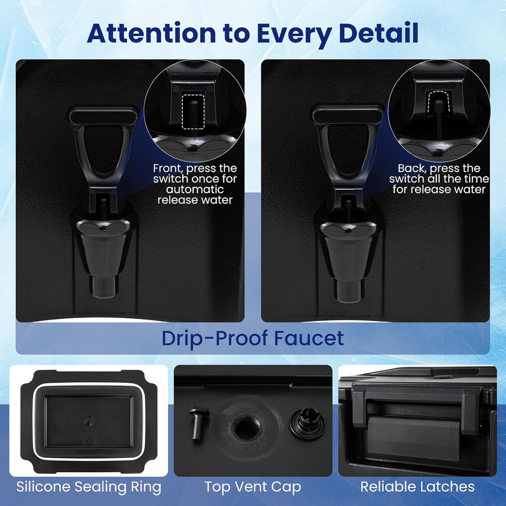 Goplus 13.2 Gal Insulated Beverage Dispenser, Commercial Coffee Tea Iced Thermal Drink Server Container with Handles & Two-Stage Faucet, Hot and Cold Water Dispenser for Catering, Party & Restaurant