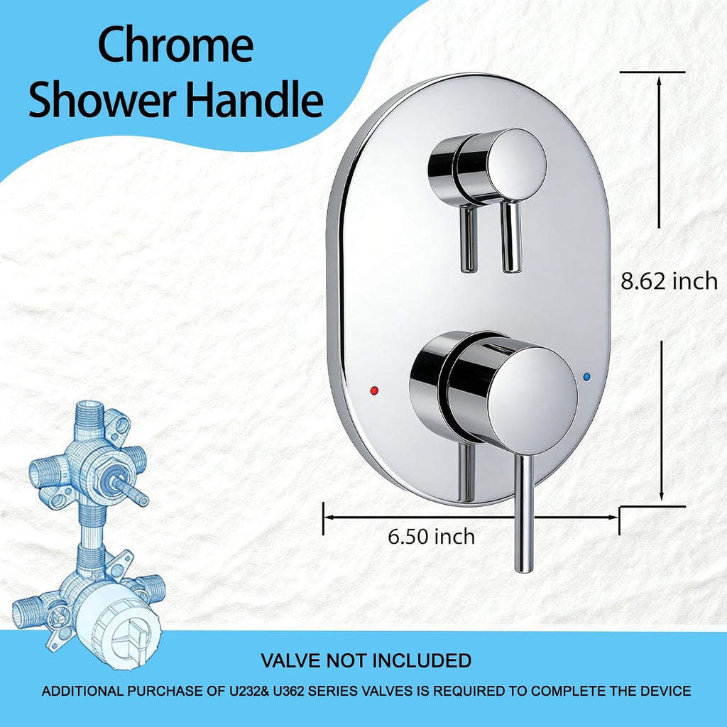 UT3290 Chrome Shower Valve Trim Kit for Moen Align M-CORE 3-Series 2-Handle Shower Faucet Trim, Shower Handle Trim Includes 1213 Cartridge for Moen U232 U362 M-CORE Mixing Valve, Valve Required