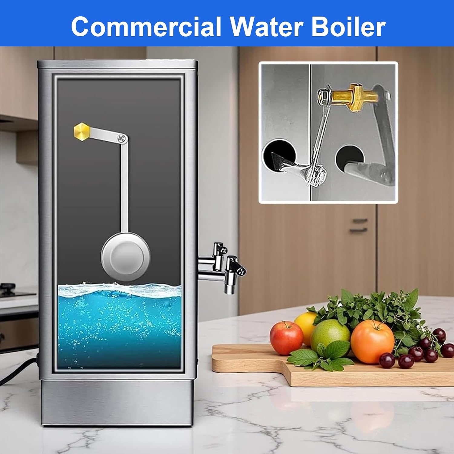 Commercial Water Boiler, Water Boiler Electric Catering Urn, 40L Instant Hot Water Dispenser with Faucet, Stainless Steel Urn for Cafe, Office, Tea/Coffee Making