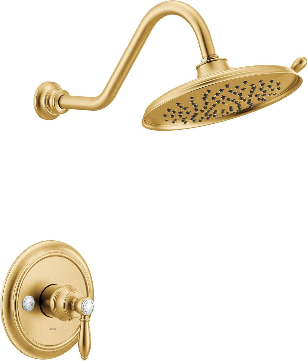 Moen UTS33102BG Weymouth M-CORE 3-Series 1-Handle Shower Trim Kit, Valve Required, Brushed Gold