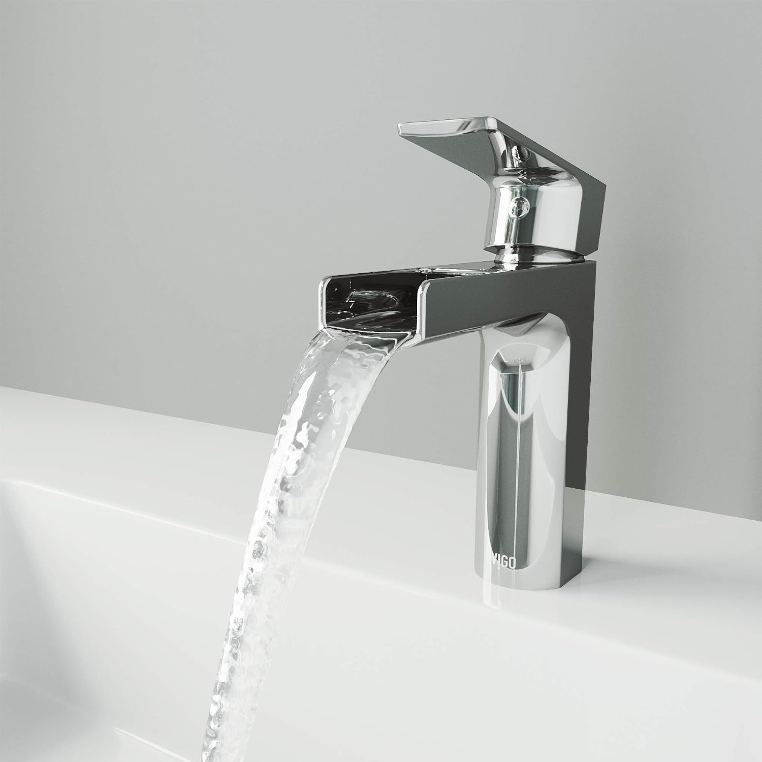 VIGO Ileana Waterfall Single-Handle Single-Hole Mount Bathroom Sink Faucet, 7-Inch, Chrome, Modern Design, Solid Brass, 1.2 GPM WaterSense & Ceramic Disc Valve, Corrosion-Resistant