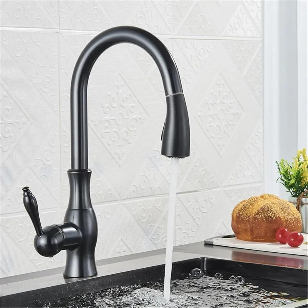 Kitchen Faucets Pull Out Kitchen Sink Mixer Tap Single Lever Hot Cold Water Mixer Tap(Rose Gold)