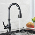Kitchen Faucets Pull Out Kitchen Sink Mixer Tap Single Lever Hot Cold Water Mixer Tap(Matte Black)
