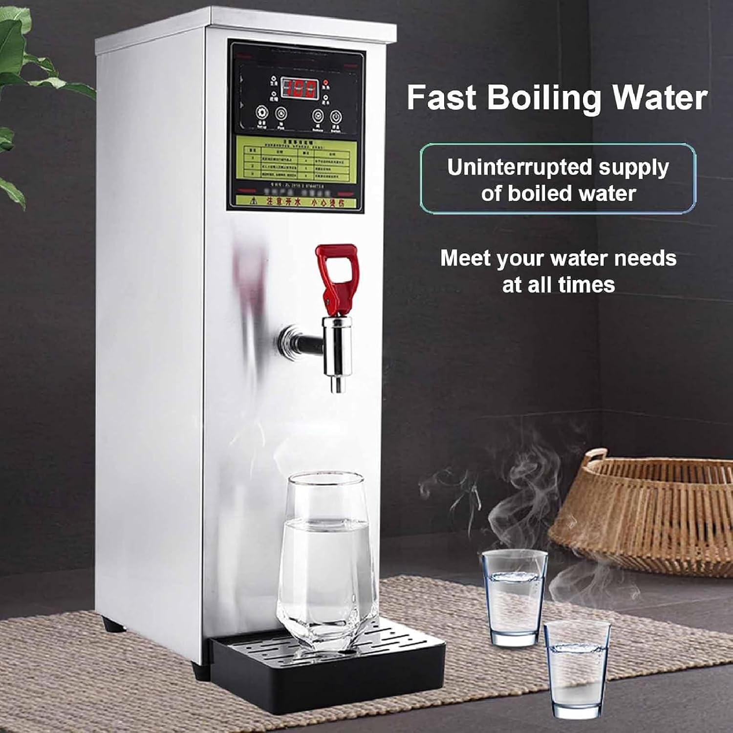 Commercial Water Boiler, Hot Water Dispensers, Electric Commercial Hot Water Dispenser, LCD Display, Quick Water Boiling in 20 Minutes (Black 40l)