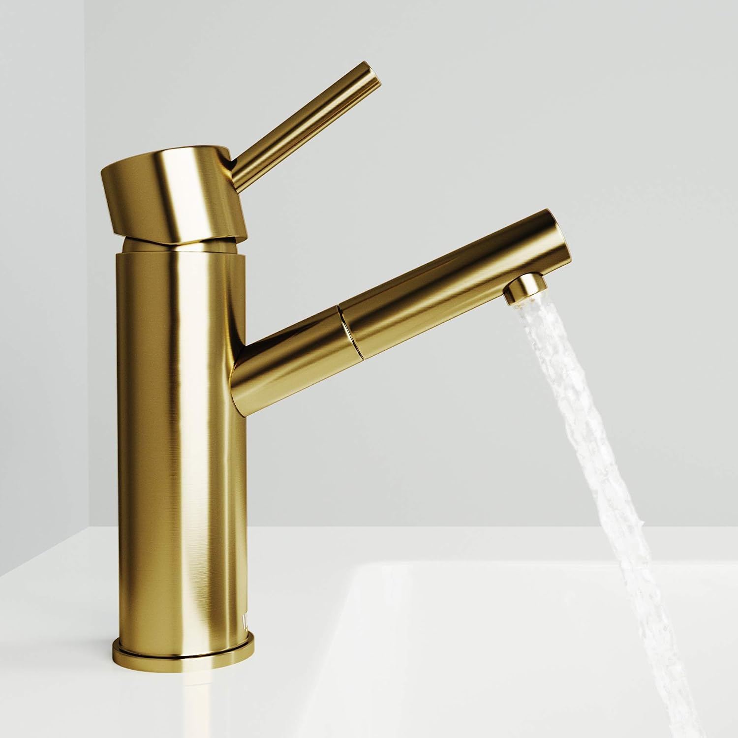 VIGO Noma Single-Handle Single-Hole Mount Bathroom Sink Faucet, 8-Inch, Matte Brushed Gold, Modern Design, Solid Brass, 1.2 GPM WaterSense & Ceramic Disc Valve, Corrosion-Resistant