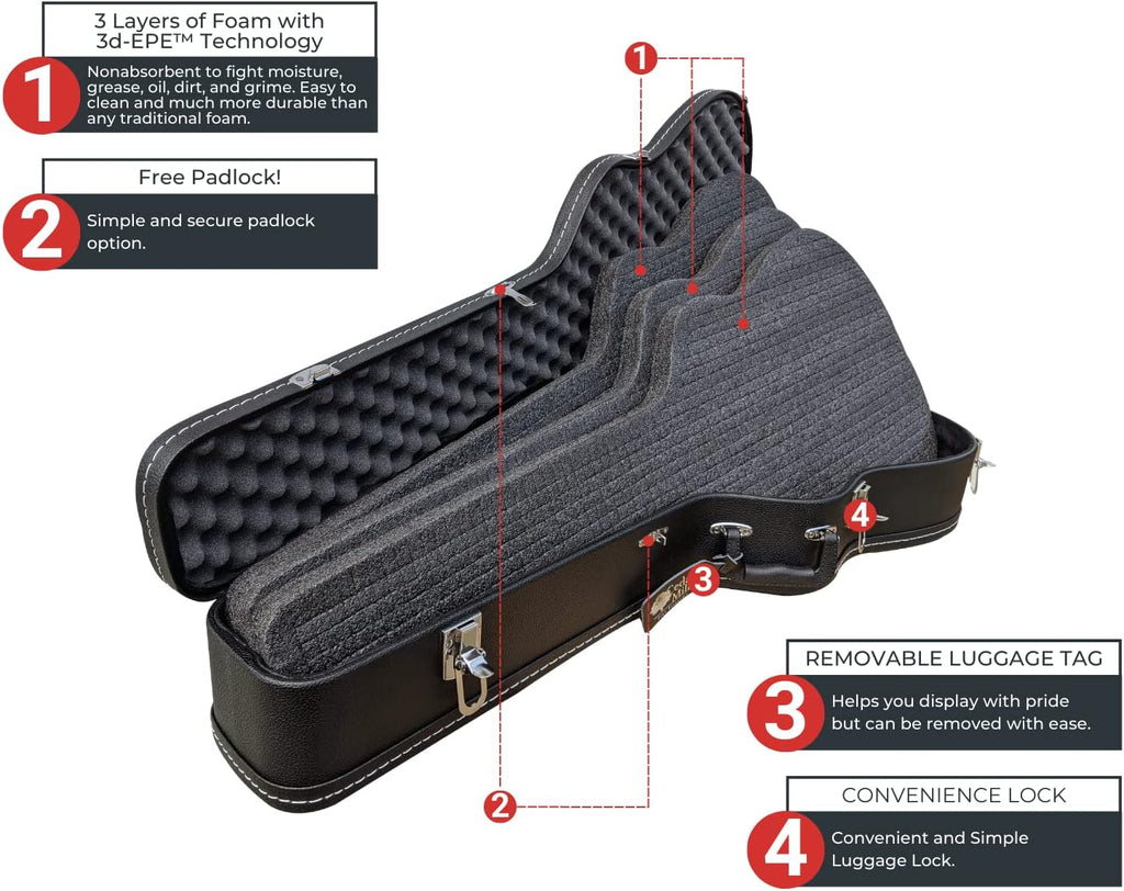 ORIGINAL Discreet Guitar Gun Case for Rifle Storage - Hard Shell with Customizable Foam and Lockable Latches for Secure Travel - Heavy Duty Concealment Hard Rifle Case for Scoped Hunting Equipment