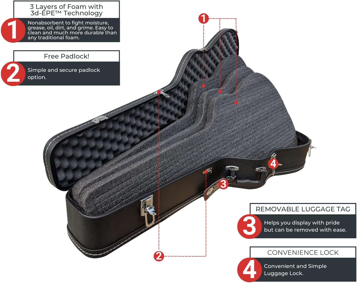 ORIGINAL Discreet Guitar Gun Case for Rifle Storage - Hard Shell with Customizable Foam and Lockable Latches for Secure Travel - Heavy Duty Concealment Hard Rifle Case for Scoped Hunting Equipment