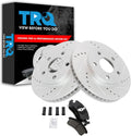 TRQ Performance Front Brake Pad and Rotor Set Ceramic Drilled Slotted G Coated Compatible with 1998-1999 Buick LeSabre Oldsmobile 88 LSS Regency Pontiac Bonneville