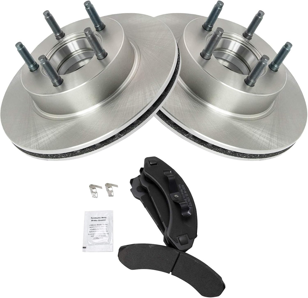 TRQ Front Semi Metallic Brake Pad and Rotor Set Compatible with 89 Ford Ranger 4WD 90-94 Ford Ranger 91-92 Explorer 90 Bronco II 92 Mazda Na