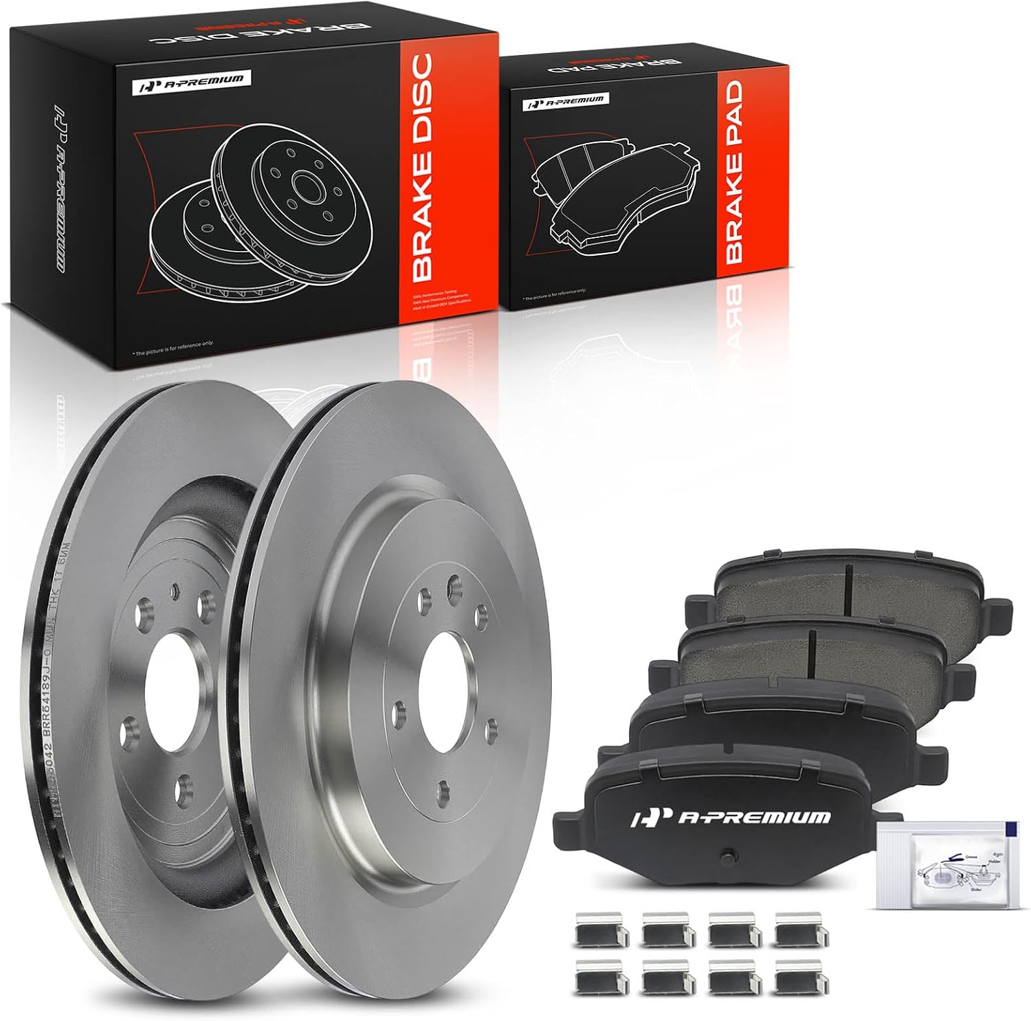 A-Premium 13.58 inch (345mm) Rear Vented Disc Brake Rotors + Ceramic Pads kit Compatible with Select Lincoln and Ford Models - MKS 2013-2016, MKT, Explorer/Flex 2015-2019, 6-PC Set