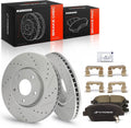 A-Premium 11.81 inch(300 mm) Front Drilled and Slotted Disc Brake Rotors + Ceramic Pads Kit Compatible with Select Hyundai and Kia Models - Optima 2011-2016, Sonata 2011-2015, 6-PC Set