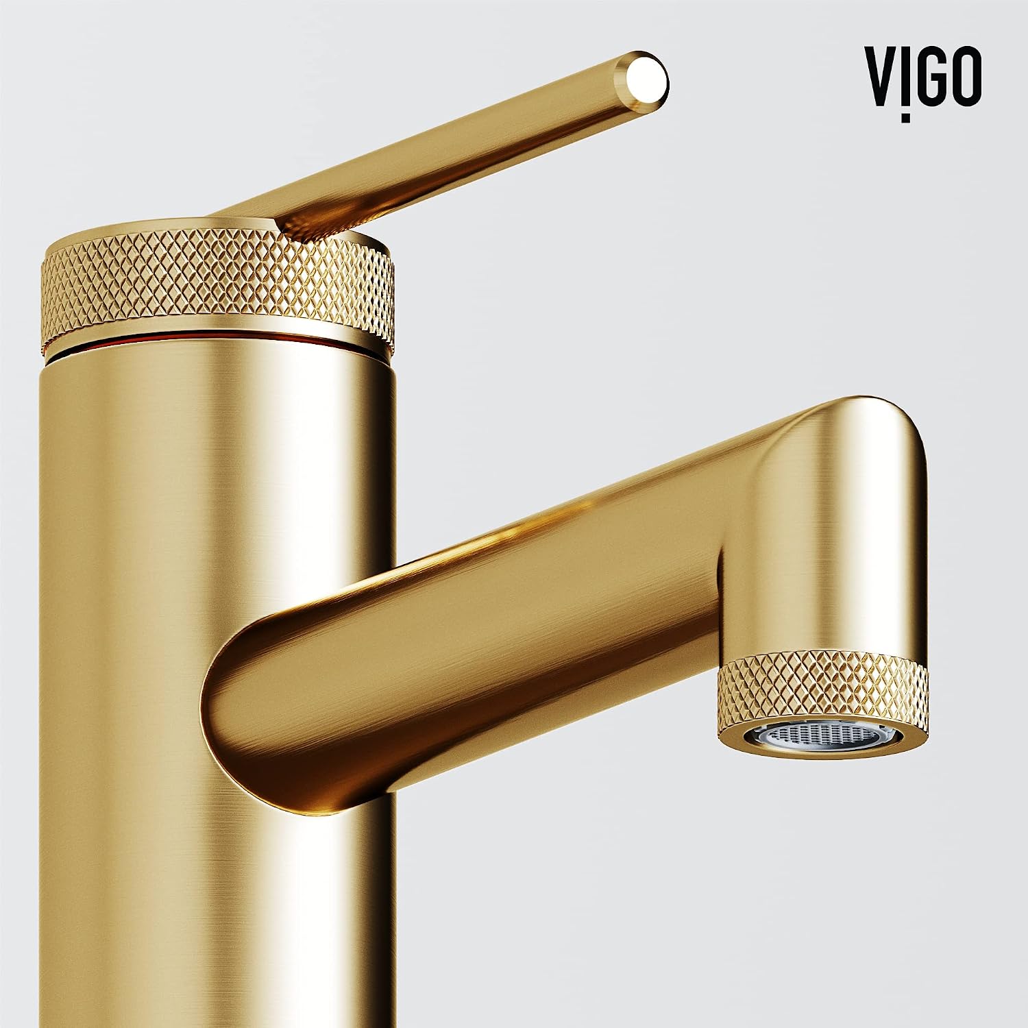VIGO Sterling Single-Handle Single-Hole Mount Bathroom Sink Faucet, 7-Inch, Matte Brushed Gold, Modern Design, Solid Brass, 1.2 GPM WaterSense & Ceramic Disc Valve, Corrosion-Resistant