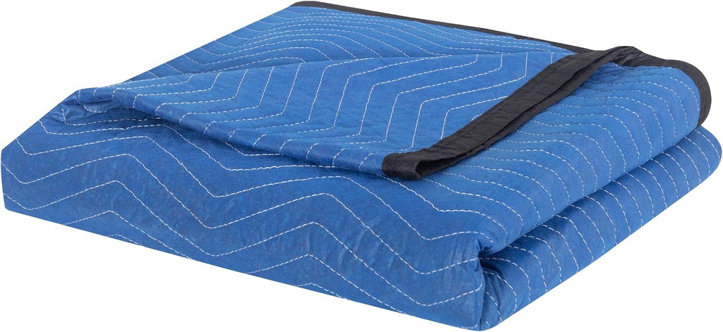 Moving Blankets 12 Packs, Extra Large 80'x72' Furniture Moving Pads, Reusable Packing Blankets, Professional Quilted Furniture Shipping & Storage Pads for Couch Desk Cabinet Appliances, Blue and Black