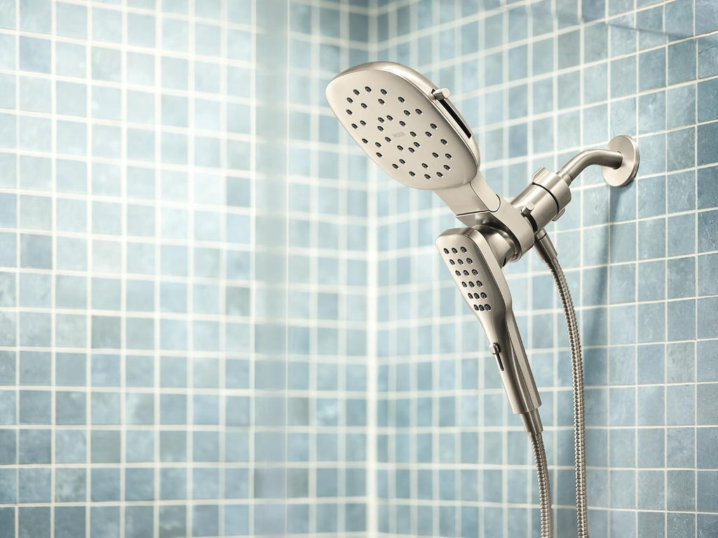 Moen Verso Infiniti Dial Square Rain Shower Head with Detachable Hand Shower Combo, 7-Inch Spray Head, Brushed Nickel, 220C5BN