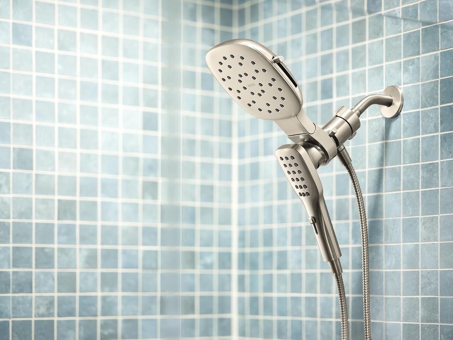 Moen Verso Infiniti Dial Square Rain Shower Head with Detachable Hand Shower Combo, 7-Inch Spray Head, Brushed Nickel, 220C5BN