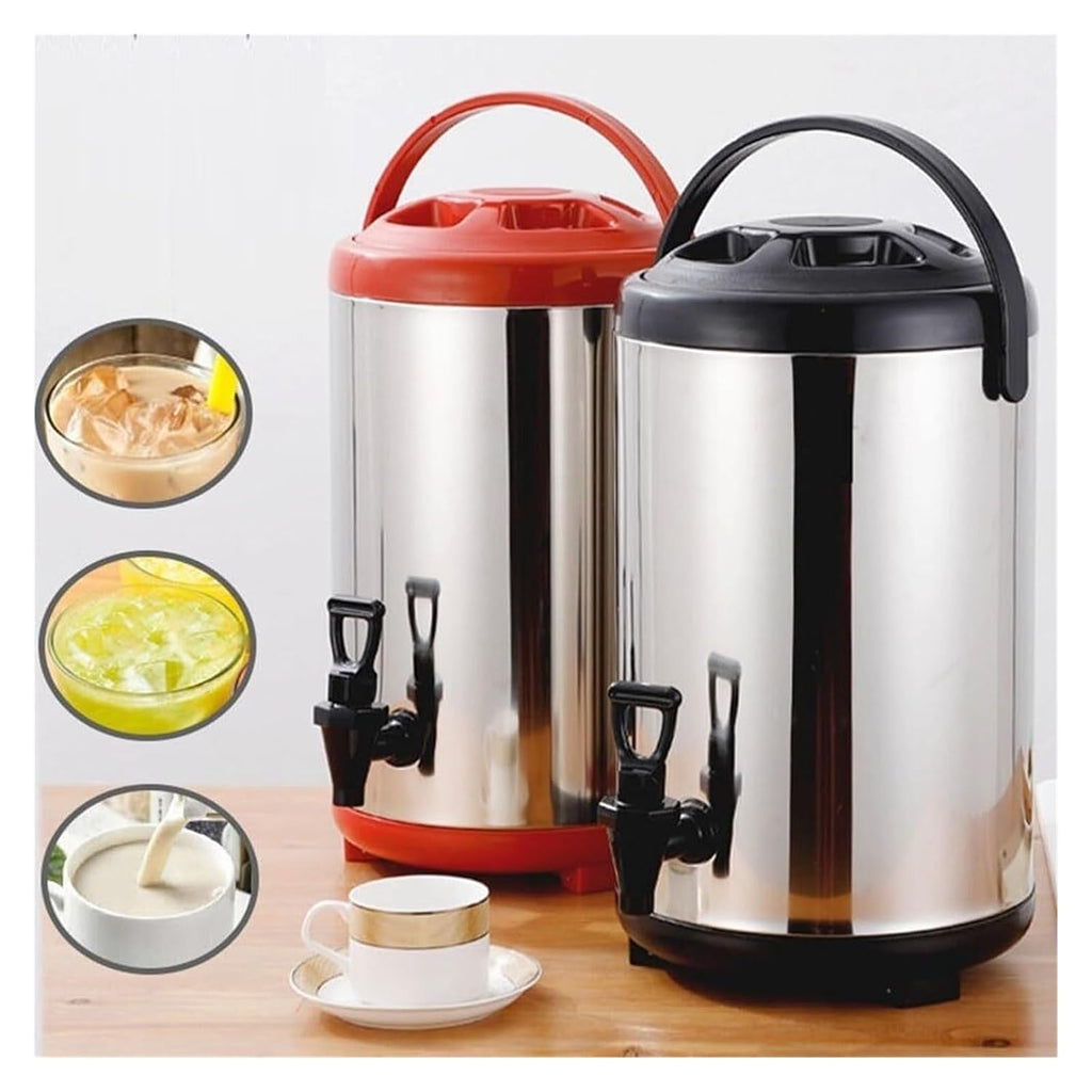 Commercial Hot Water Dispenser, 6-12L Insulated Stainless Steel Water Urn with Faucet, Portable Heat Retention Barrel for Coffee, Tea, Milk Tea, Office, Cafe, Events